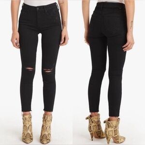 Mother jeans Looker Ankle Fray Guilty as Sin 29 black casual edgy boho